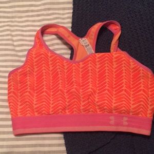 Orange sports bra, size medium, under armour